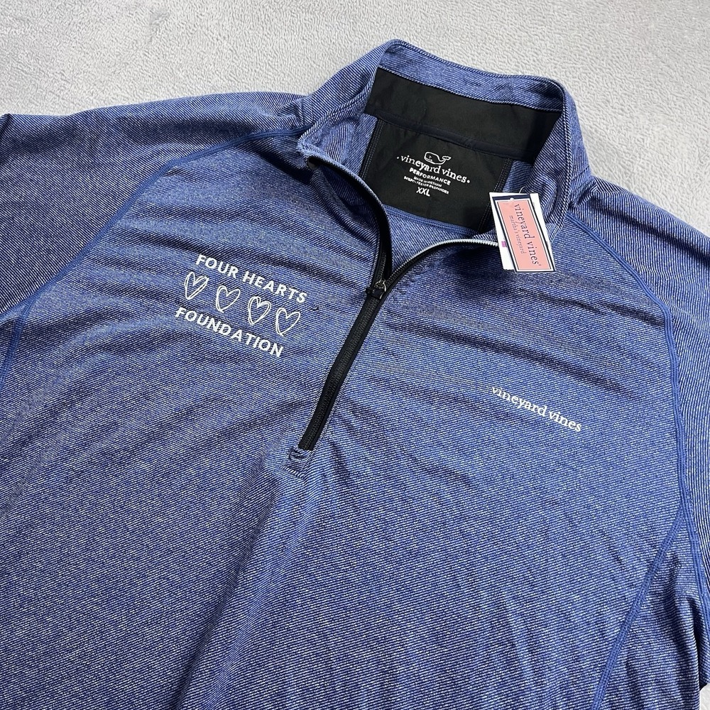 Vineyard Vines Sweater Mens 2XL Blue Performance Golf Quarter Zip Lightweight
